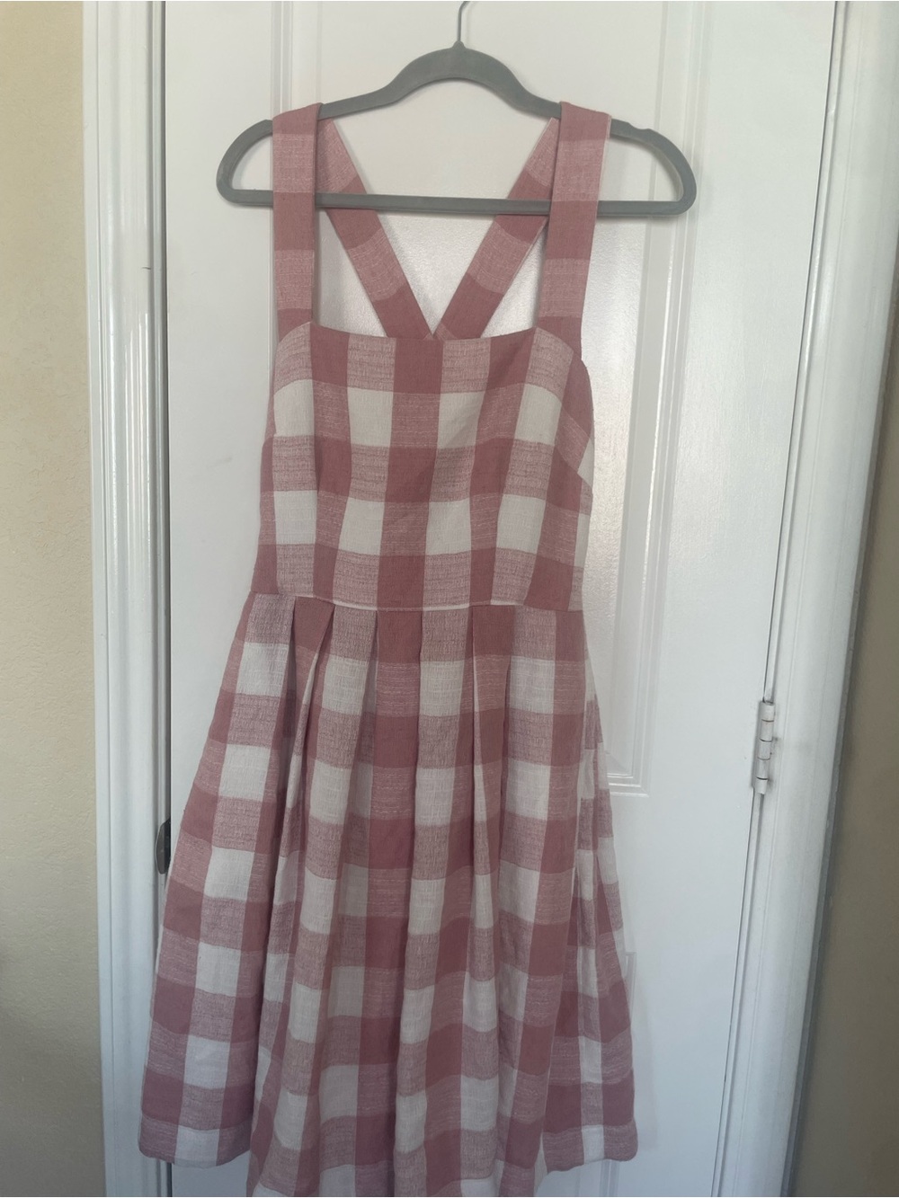 Gal Meets Glam Dusty Pink & White Gingham Midi Dress - Picture 6 of 9
